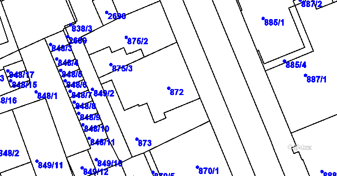 Parcela st. 872 v KÚ Třinec, Katastrální mapa