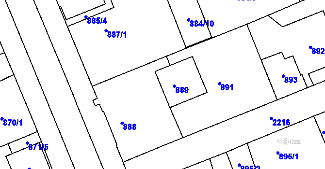 Parcela st. 889 v KÚ Třinec, Katastrální mapa