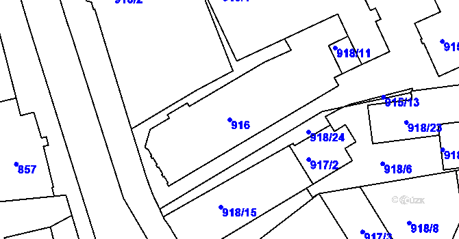 Parcela st. 916 v KÚ Třinec, Katastrální mapa