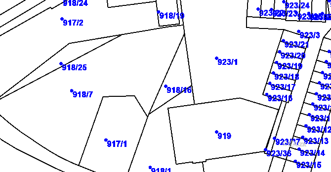 Parcela st. 918/16 v KÚ Třinec, Katastrální mapa