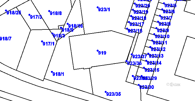 Parcela st. 919 v KÚ Třinec, Katastrální mapa