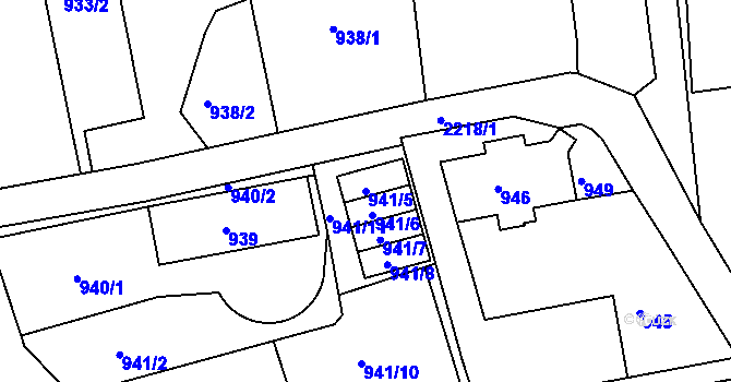 Parcela st. 941/5 v KÚ Třinec, Katastrální mapa