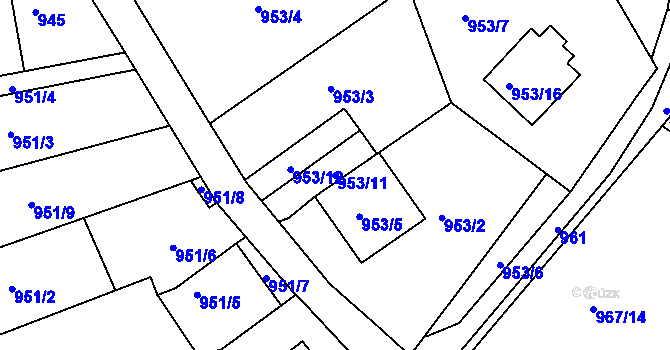 Parcela st. 953/11 v KÚ Třinec, Katastrální mapa