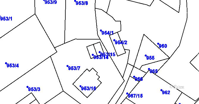 Parcela st. 953/15 v KÚ Třinec, Katastrální mapa