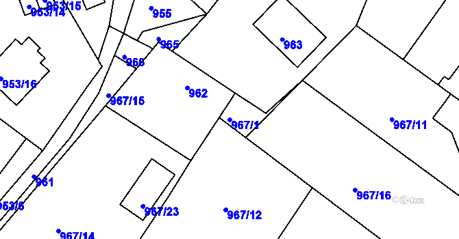 Parcela st. 967/1 v KÚ Třinec, Katastrální mapa