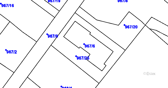 Parcela st. 967/6 v KÚ Třinec, Katastrální mapa