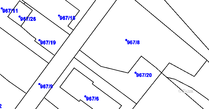 Parcela st. 967/7 v KÚ Třinec, Katastrální mapa