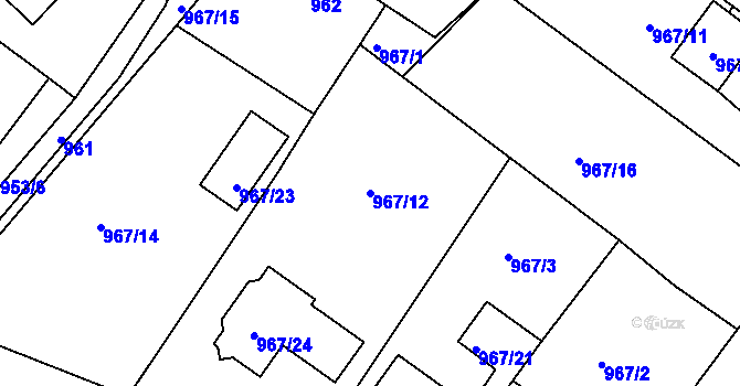 Parcela st. 967/12 v KÚ Třinec, Katastrální mapa