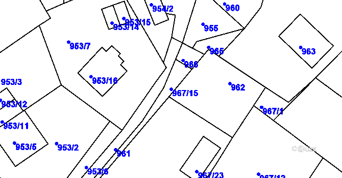 Parcela st. 967/15 v KÚ Třinec, Katastrální mapa