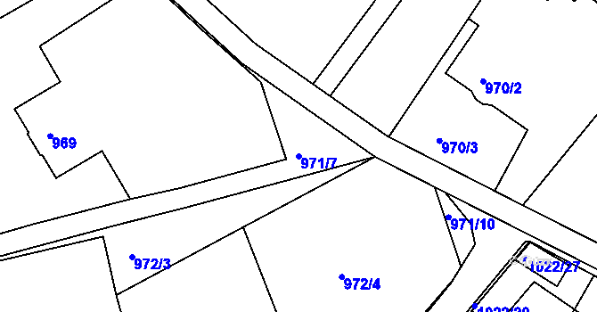 Parcela st. 971/7 v KÚ Třinec, Katastrální mapa