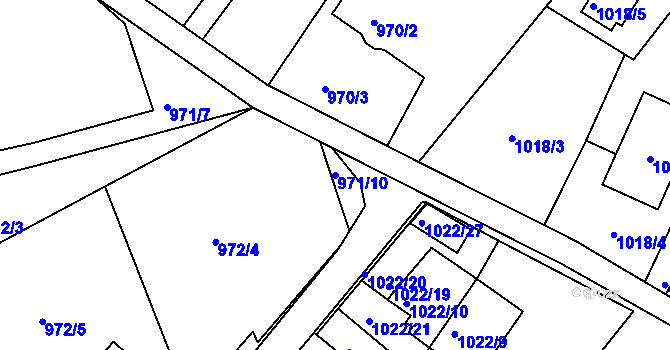 Parcela st. 971/10 v KÚ Třinec, Katastrální mapa