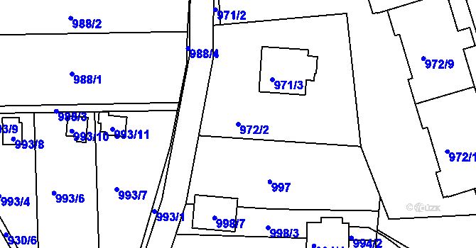 Parcela st. 972/2 v KÚ Třinec, Katastrální mapa