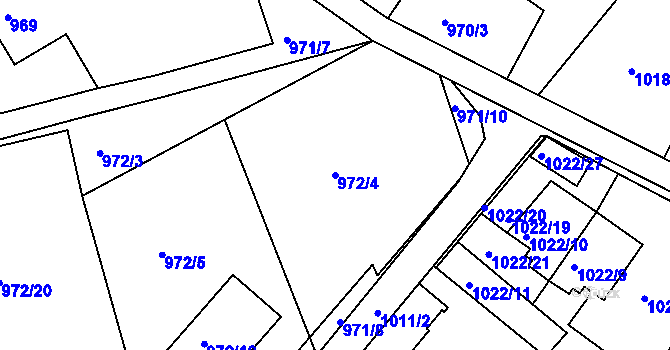 Parcela st. 972/4 v KÚ Třinec, Katastrální mapa
