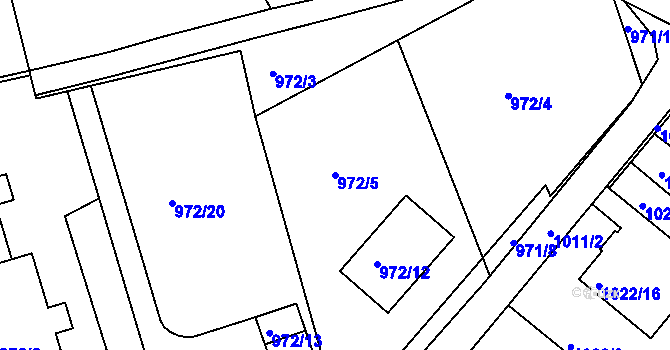 Parcela st. 972/5 v KÚ Třinec, Katastrální mapa