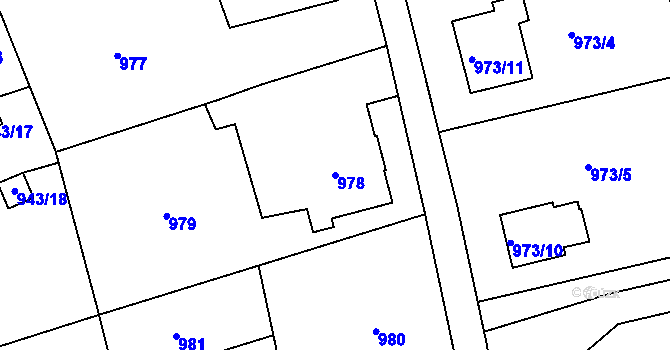 Parcela st. 978 v KÚ Třinec, Katastrální mapa