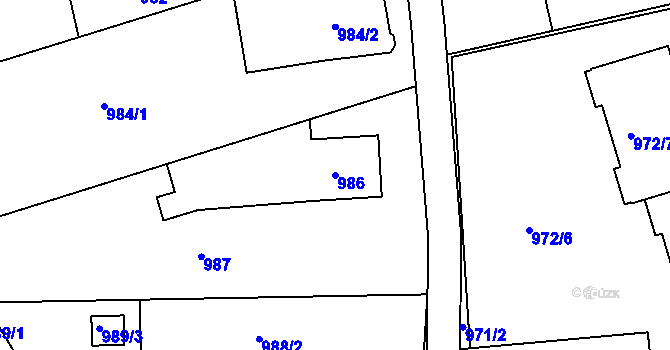 Parcela st. 986 v KÚ Třinec, Katastrální mapa