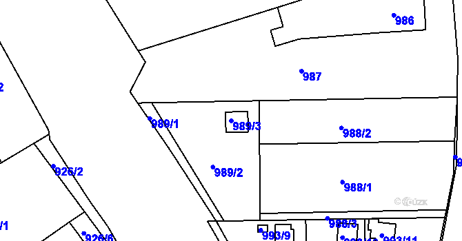 Parcela st. 989/3 v KÚ Třinec, Katastrální mapa
