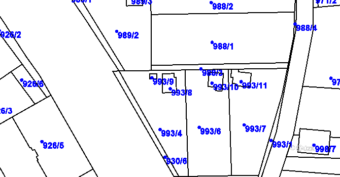 Parcela st. 993/8 v KÚ Třinec, Katastrální mapa