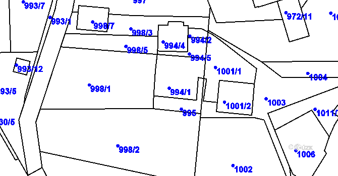 Parcela st. 994/1 v KÚ Třinec, Katastrální mapa
