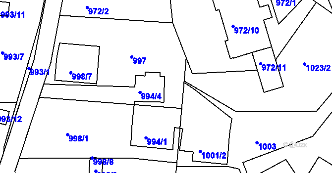 Parcela st. 994/2 v KÚ Třinec, Katastrální mapa