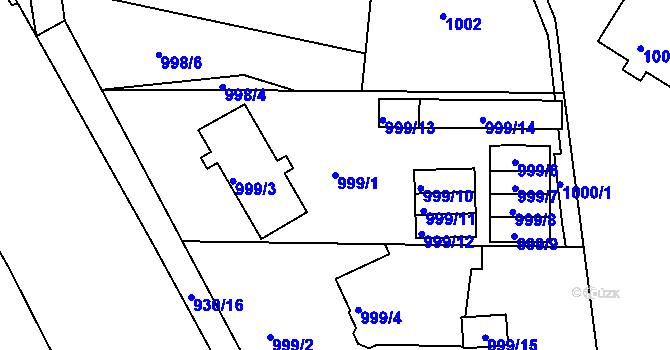 Parcela st. 999/1 v KÚ Třinec, Katastrální mapa