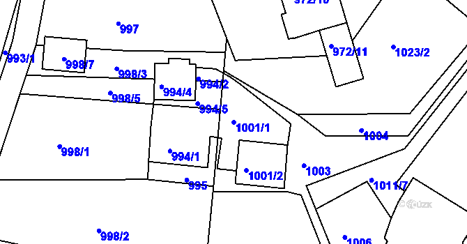 Parcela st. 1001/1 v KÚ Třinec, Katastrální mapa