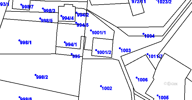 Parcela st. 1001/2 v KÚ Třinec, Katastrální mapa