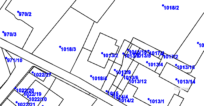 Parcela st. 1013/2 v KÚ Třinec, Katastrální mapa