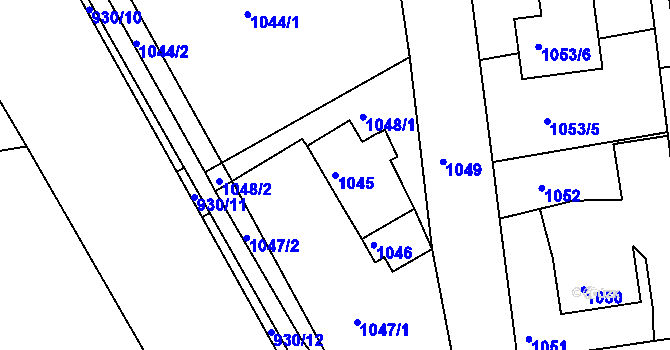 Parcela st. 1045 v KÚ Třinec, Katastrální mapa