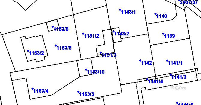 Parcela st. 1151/3 v KÚ Třinec, Katastrální mapa