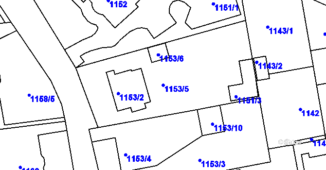 Parcela st. 1153/5 v KÚ Třinec, Katastrální mapa