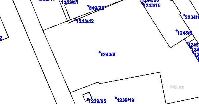 Parcela st. 1243/9 v KÚ Třinec, Katastrální mapa