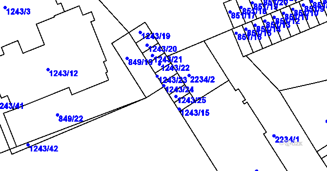 Parcela st. 1243/24 v KÚ Třinec, Katastrální mapa