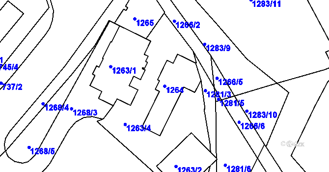 Parcela st. 1264 v KÚ Třinec, Katastrální mapa