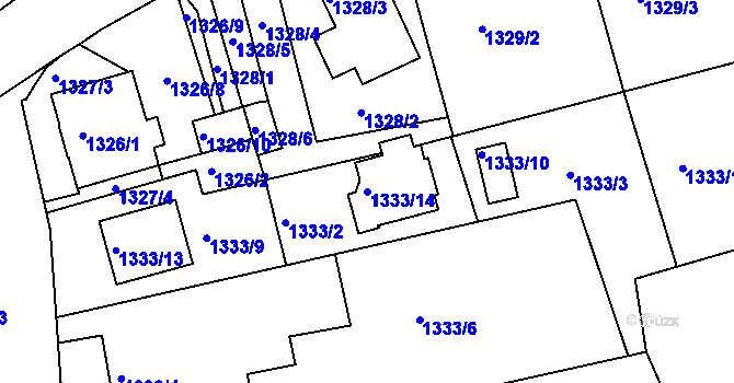 Parcela st. 1333/14 v KÚ Třinec, Katastrální mapa