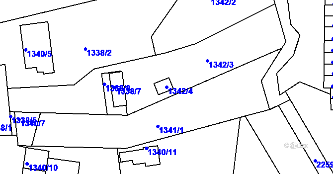 Parcela st. 1342/4 v KÚ Třinec, Katastrální mapa