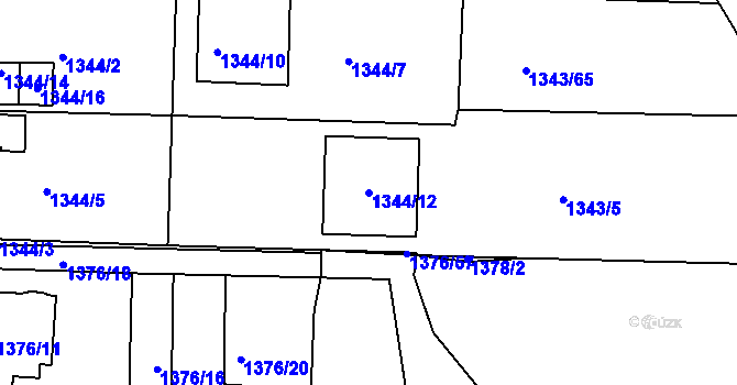 Parcela st. 1344/12 v KÚ Třinec, Katastrální mapa