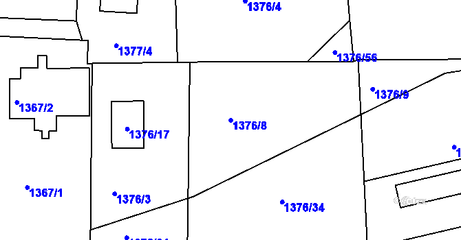 Parcela st. 1376/8 v KÚ Třinec, Katastrální mapa