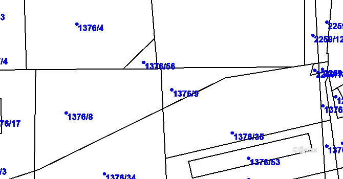 Parcela st. 1376/9 v KÚ Třinec, Katastrální mapa