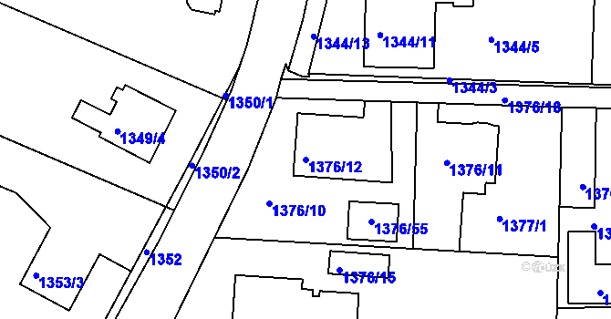 Parcela st. 1376/12 v KÚ Třinec, Katastrální mapa