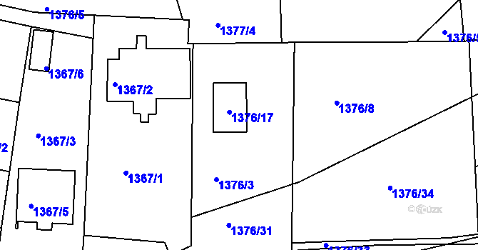 Parcela st. 1376/17 v KÚ Třinec, Katastrální mapa