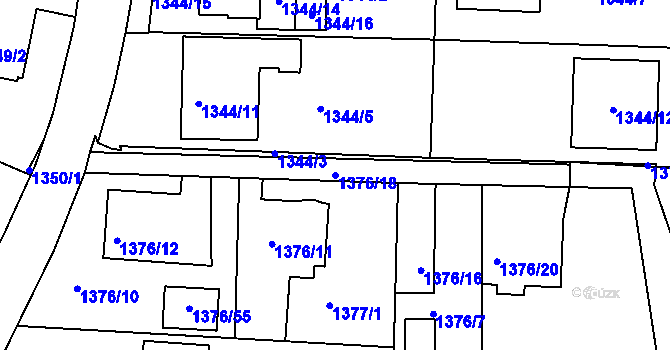 Parcela st. 1376/18 v KÚ Třinec, Katastrální mapa