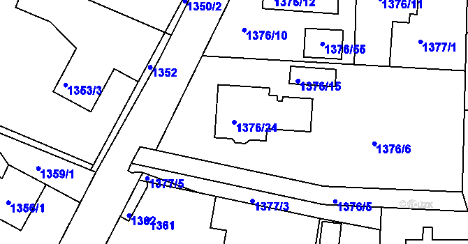 Parcela st. 1376/24 v KÚ Třinec, Katastrální mapa