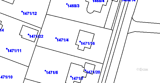 Parcela st. 1471/16 v KÚ Třinec, Katastrální mapa