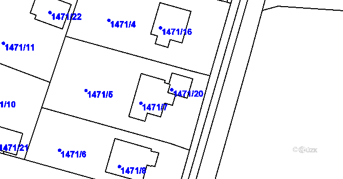 Parcela st. 1471/20 v KÚ Třinec, Katastrální mapa