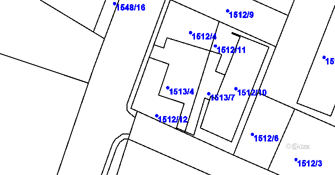 Parcela st. 1513/4 v KÚ Třinec, Katastrální mapa