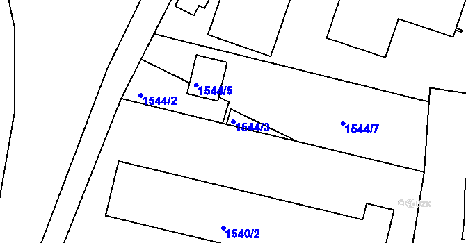 Parcela st. 1544/3 v KÚ Třinec, Katastrální mapa