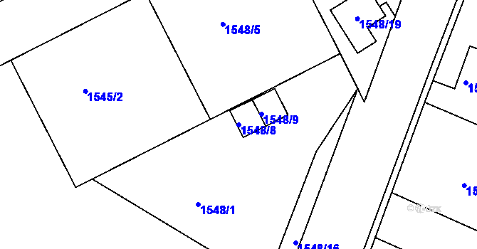 Parcela st. 1548/8 v KÚ Třinec, Katastrální mapa