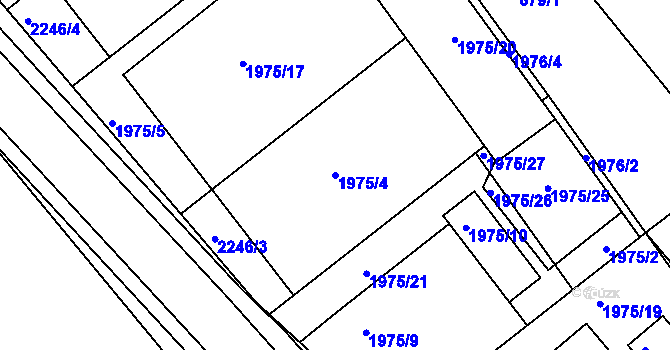 Parcela st. 1975/4 v KÚ Třinec, Katastrální mapa