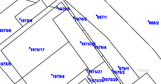 Parcela st. 1975/20 v KÚ Třinec, Katastrální mapa